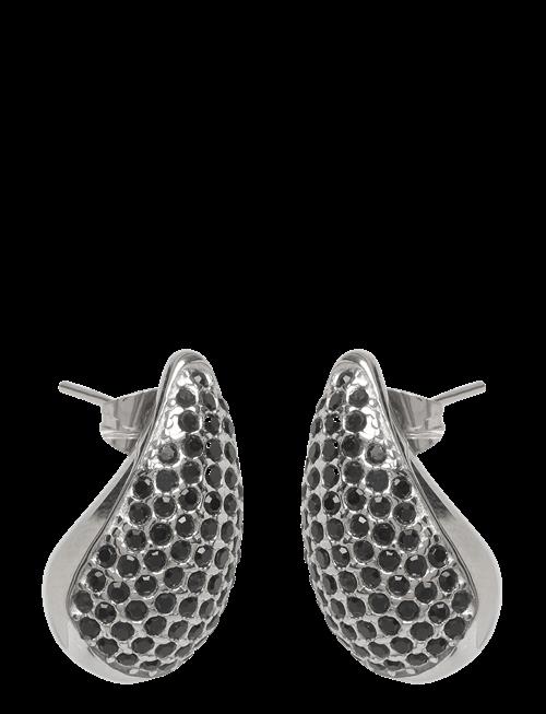 Bud To Rose | Drop Crystal Stud Earring Black/Silver | ONE SIZE