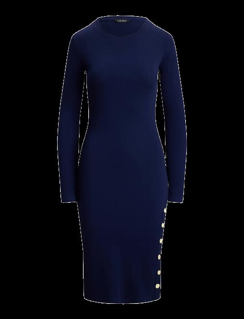 Lauren Ralph Lauren | Button-Trim Ribbed Cotton-Blend Dress | M