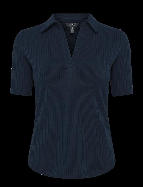 Lauren Ralph Lauren | Rib-Knit Elbow-Sleeve Polo Tee | XL