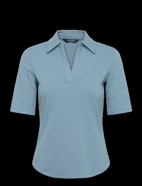 Lauren Ralph Lauren | Rib-Knit Elbow-Sleeve Polo Tee | M