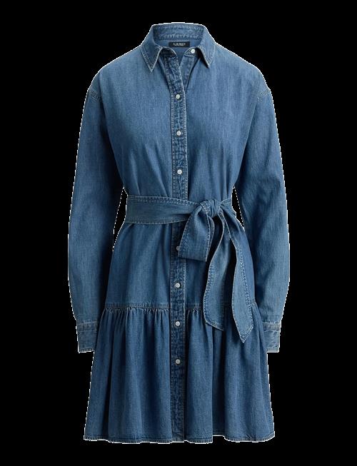 Lauren Ralph Lauren | Belted Denim Tiered Shirtdress | 40