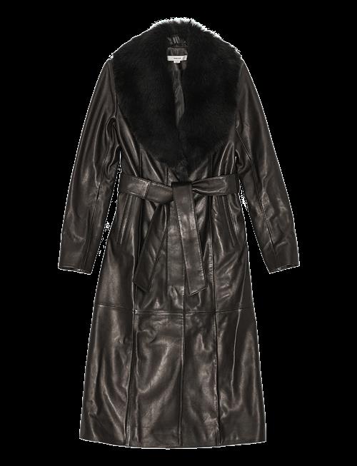 REMAIN Birger Christensen | Leather Trench With Fur Collar | 38