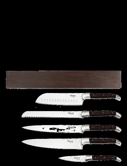 Laguiole By Hâws | Laguiole By Hâws Chef Set 5 Pcs + Wall Knife Holder Wengé | ONE SIZE