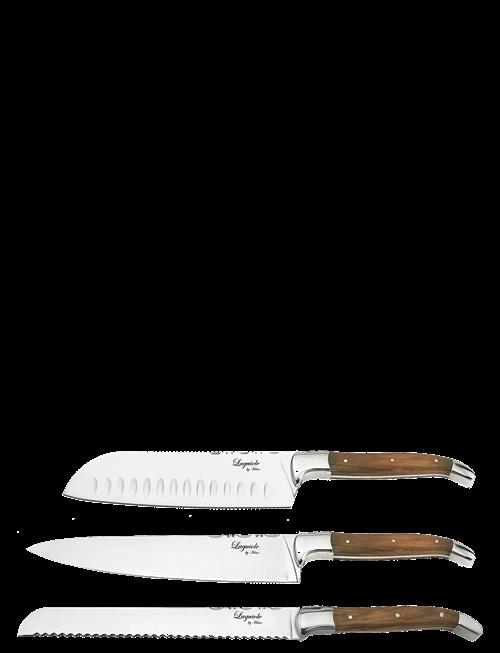 Laguiole By Hâws | Laguiole By Hâws Chef Knife Set 3 Pcs + Bamboo Cutting Board Olive | ONE SIZE