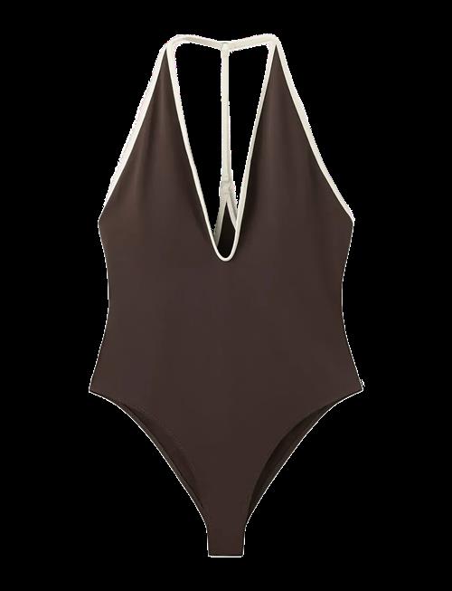 Mango | V-Neck Swimsuit With Contrasting Trim | M