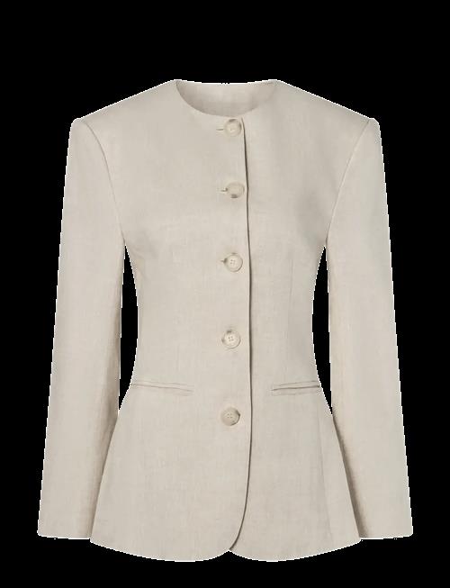 Malina | Carol Fitted Round Neck Linen Blazer | 36