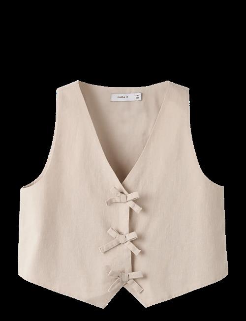 name it | Nkffalinnen Cropped Waistcoat | 146-152