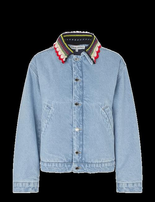 STINE GOYA | Double Rinse Denim, Collared Cropped Bomber | XS