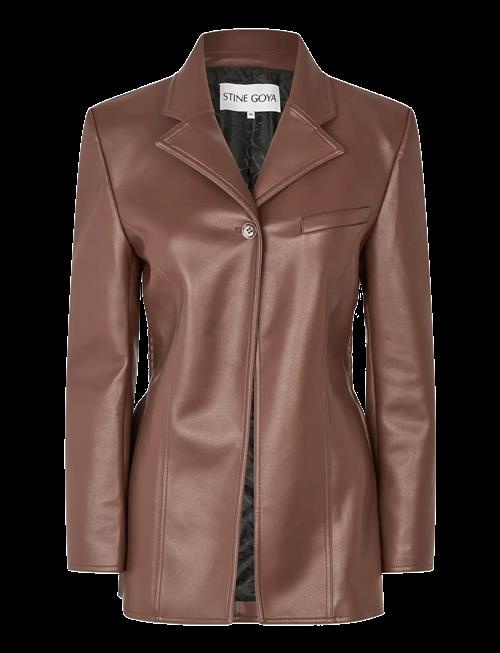 STINE GOYA | Bonded Faux Leather, Fitted Single Breasted Jacket | M