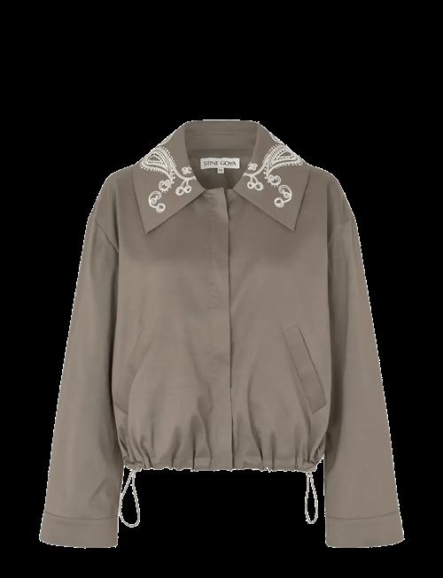STINE GOYA | Embroidered Canvas, Blouson Eyelet Bomber | M