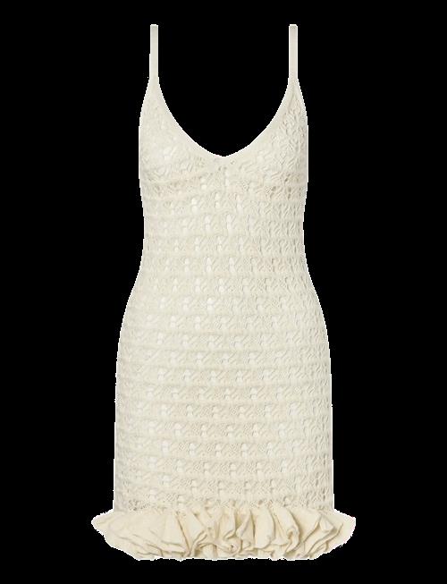 Malina | Nelle Pointelle Ruffled Mini Dress | L