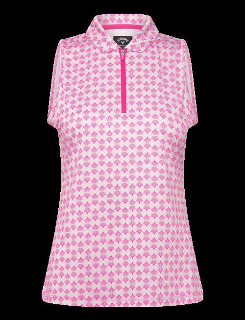 Callaway | Sleeveless Geo Print Rib Collar Polo | L