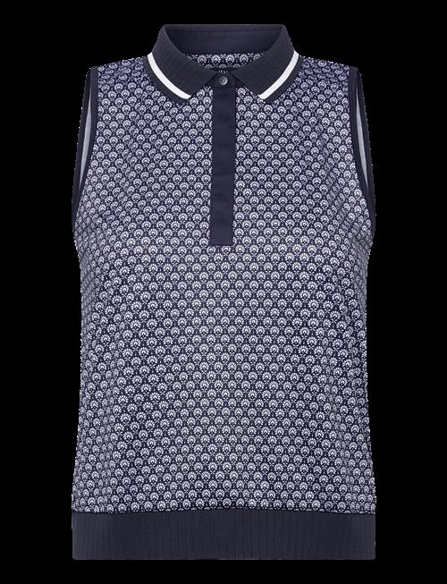 Callaway | Sleeveless Geo Print Rib Collar Polo | M