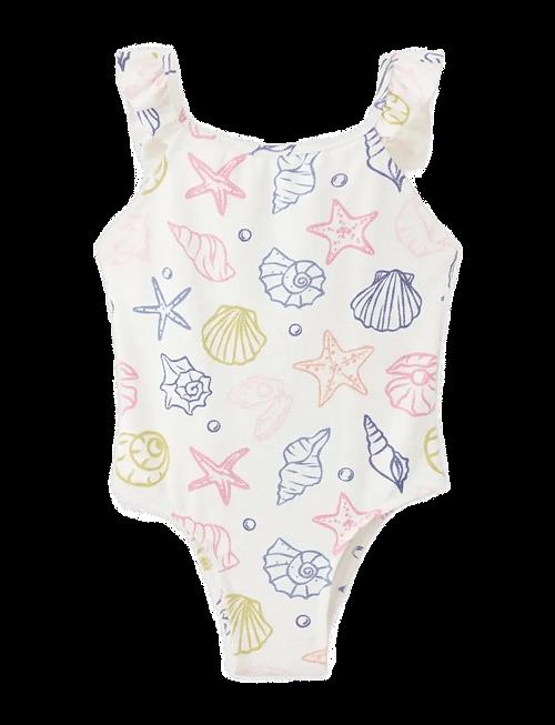 Mango | Navy Print Swimsuit With Ruffles | 98