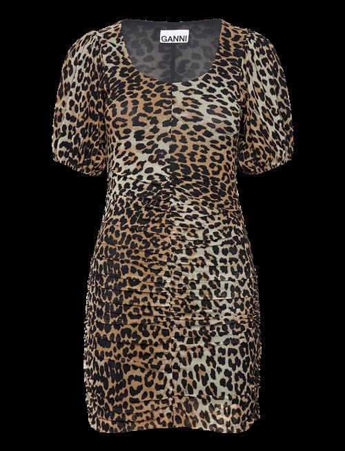 GANNI | Printed Mesh Puff Sleeve Mini Dress | 38