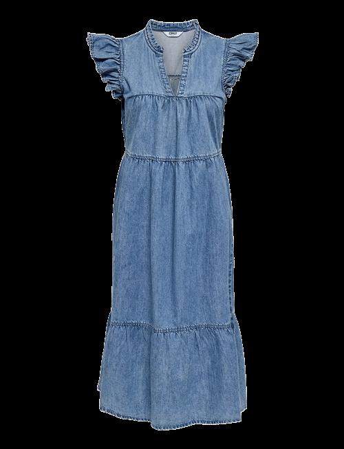 ONLY | Onlshania S/L Frill Midi Dnm Dress Akm | L