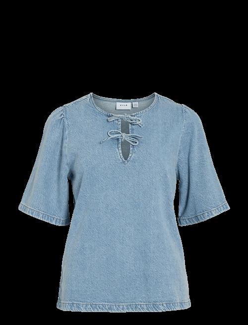 Vila | Vikiki O-Neck 2/4 Tie Denim Top | 34