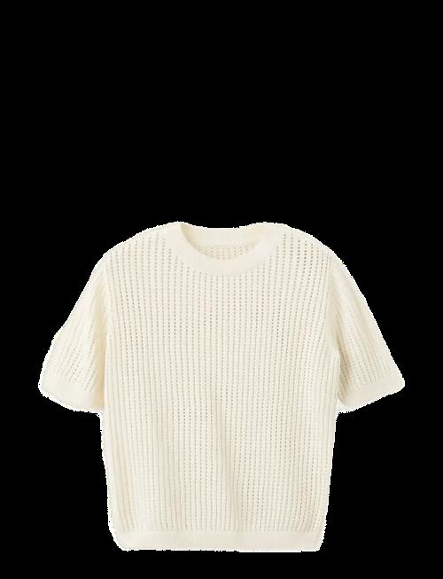 Mango | Short-Sleeved Openwork Knitted Sweater | L