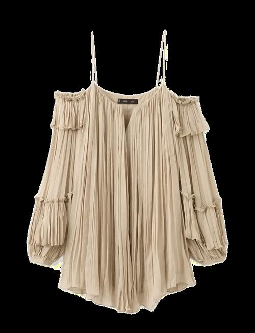Mango | Pleated Short Dress With Bateau Neckline | L