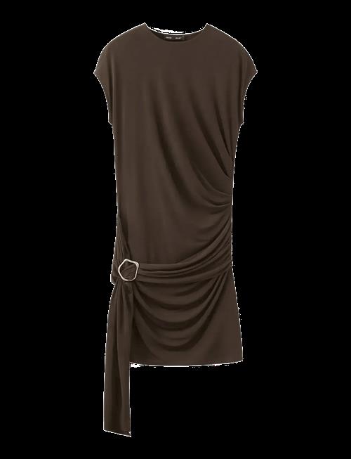 Mango | Ruched Bodice Brooch Dress | XS
