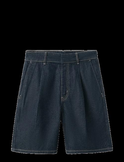 Mango | Mid-Rise Denim Bermuda Shorts With Pleats | 36