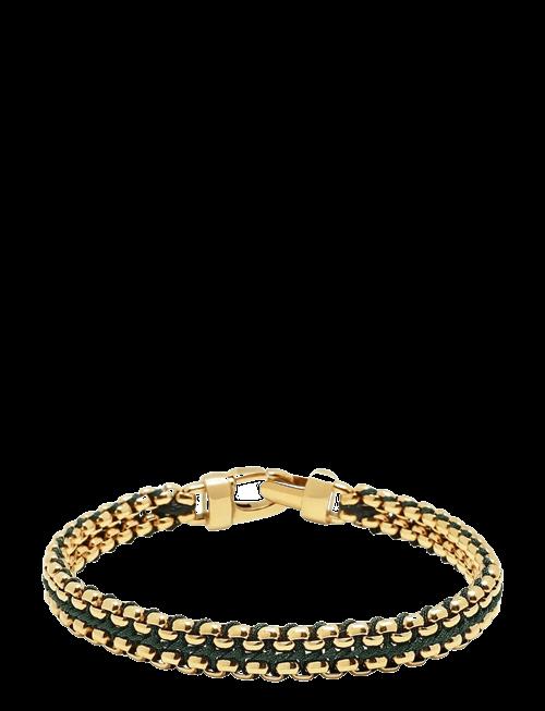 Nialaya | Men's Green Woven 8Mm Box Chain Bracelet In Gold | L