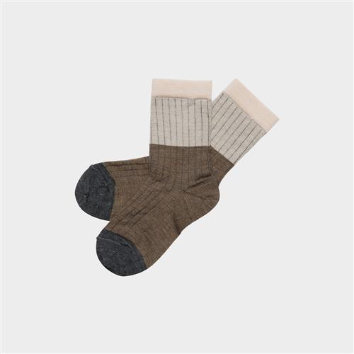 FUB 2-pak Kontrastribsokker Hazel Melange  Hazel Melange 22-24 EU Uld Brun  22-24 EU  unisex