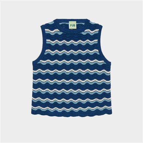 FUB Pointelle-vest Deep Indigo  Deep Indigo 150 cm Uld Blå  150 cm  Drenge