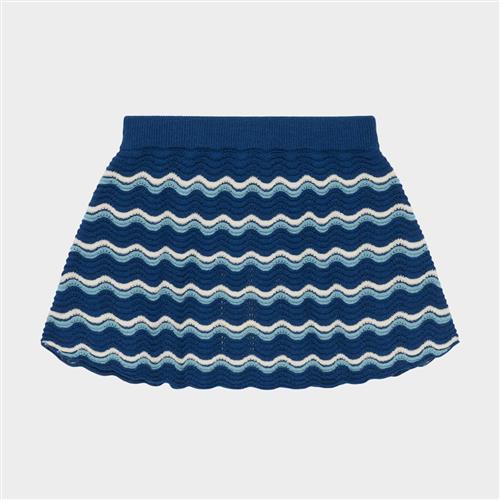 FUB Pointelle-nederdel Deep Indigo  Deep Indigo 100 cm Uld Blå  100 cm  Piger