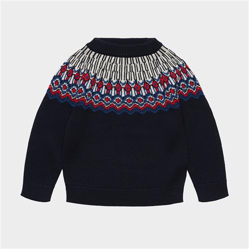 FUB Fair Isle-trøje Dark Navy  Dark Navy 80 cm Uld Marineblå  80 cm  Drenge, Piger