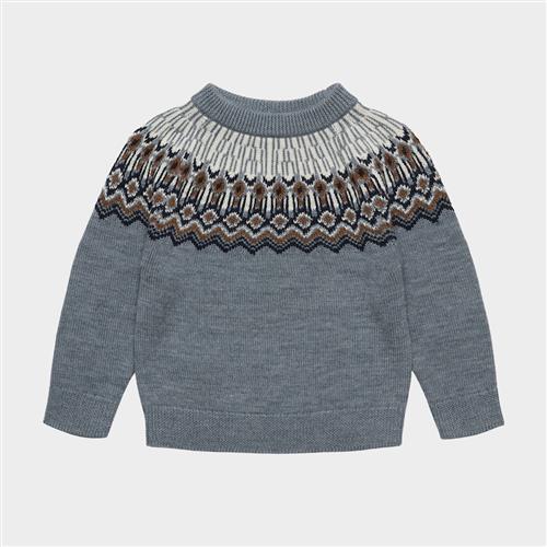 FUB Fair Isle-trøje Steel  Steel 90 cm Uld Grå  90 cm  Drenge, Piger