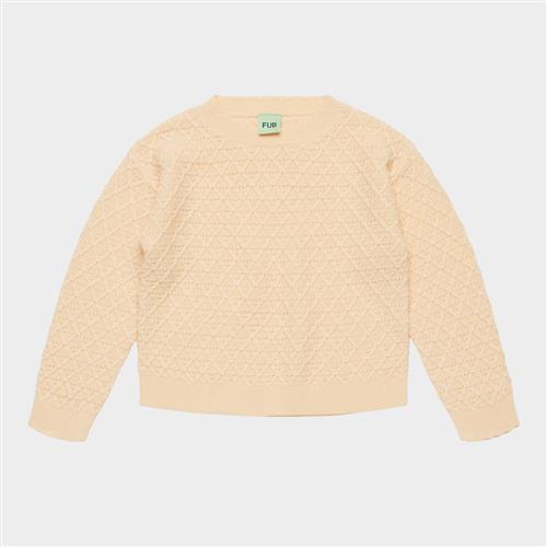 FUB Striktrøje Med Struktur Creme  Creme 80 cm Uld Creme  80 cm  Drenge, Piger