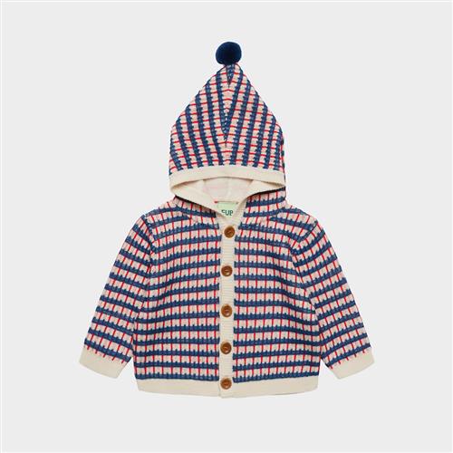 FUB Baby-cardigan I Flere Farver Ercu Deep Indigo Classic Red  Ercu Deep Indigo Classic Red 56 cm Uld Creme  56 cm  Drenge, Piger