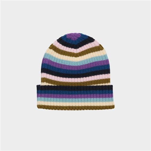 FUB Ribbeanie Multi Stripe (02)  Multi Stripe (02) 80/90 cm Uld Blå  80/90 cm  Drenge