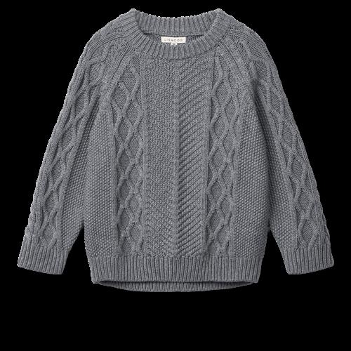 Liewood Ari Cotton Knit Jumper Grey Melange Grey Melange 134/140 cm  Grå  134/140 cm  Drenge, Piger