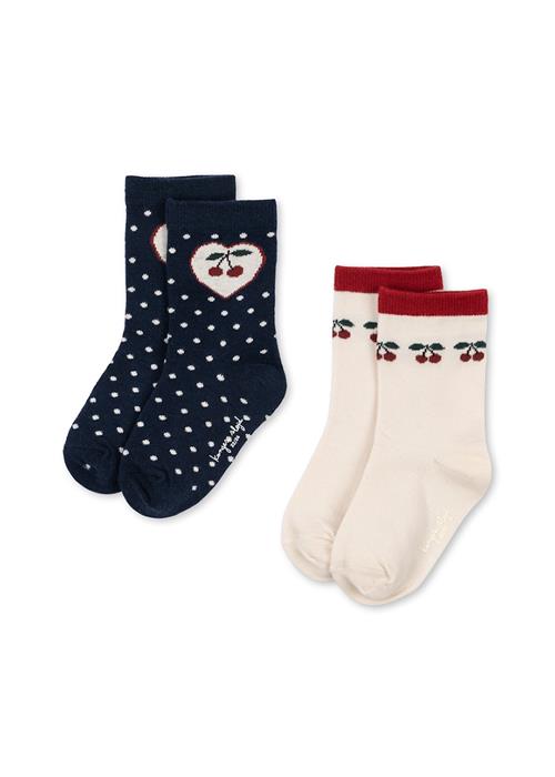 Konges Sløjd 2-pak Jaquard-sokker Cherry Mix  Cherry Mix-29-32  Rød  29-32 EU  Piger