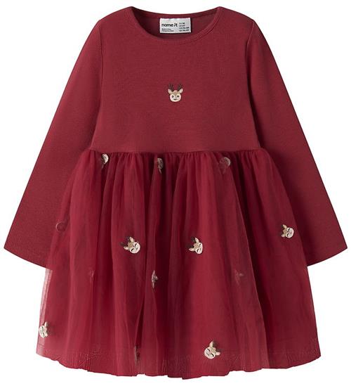 Name it Kjole - NMFVEROSS - Red Dahlia/Reindeer