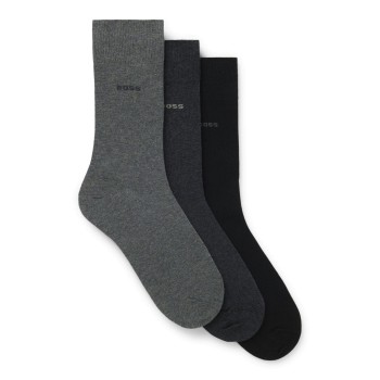 BOSS Strømper 3P RS Finest Soft Cotton Sock Grå/Sort Str 39/42 Herre