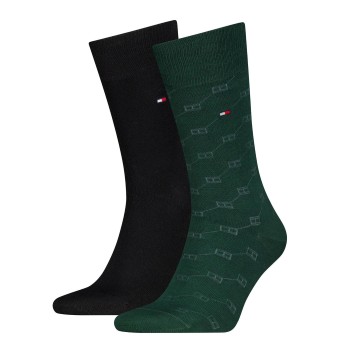 Tommy Hilfiger Strømper 2P Men Flag AOP Sock Mørkgrøn  Str 39/42 Herre