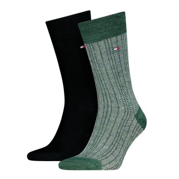 Tommy Hilfiger Strømper 2P Men Herringbone Sock Grøn Str 39/42 Herre
