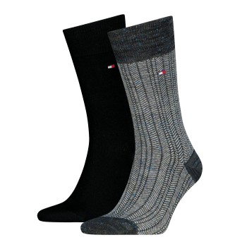 Tommy Hilfiger Strømper 2P Men Herringbone Sock Sort/Grå Str 43/46 Herre