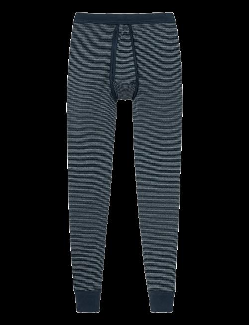 Schiesser | Long Underpants With Fly, Dark Blue Ringed - Fine Rib, Melange | L