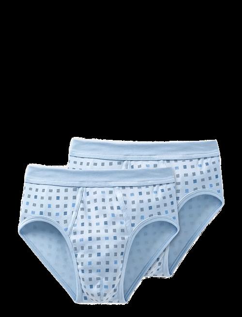 Schiesser | Sports Briefs With Fly, 2-Pack, Navy Blue Chequered - Essentials | L