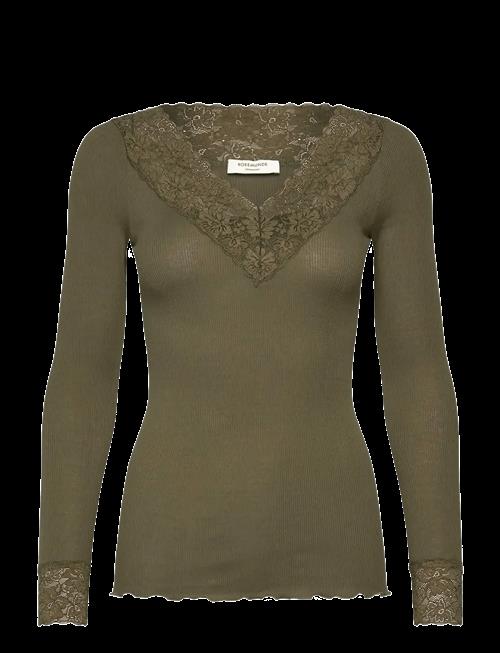 Rosemunde | Rwbernadine Organic Ls V-Neck Lace T-Shirt | XS