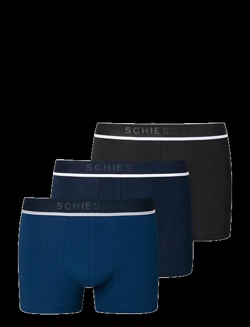 Schiesser | 3-Pack Shorts With Woven Elastic Waistband, Blue/Black - 95/5 | XXL