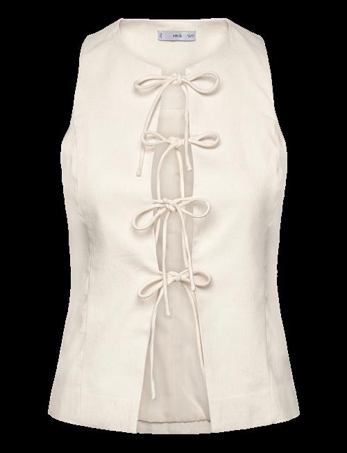 Mango | Linen-Blend Top With Bow | S
