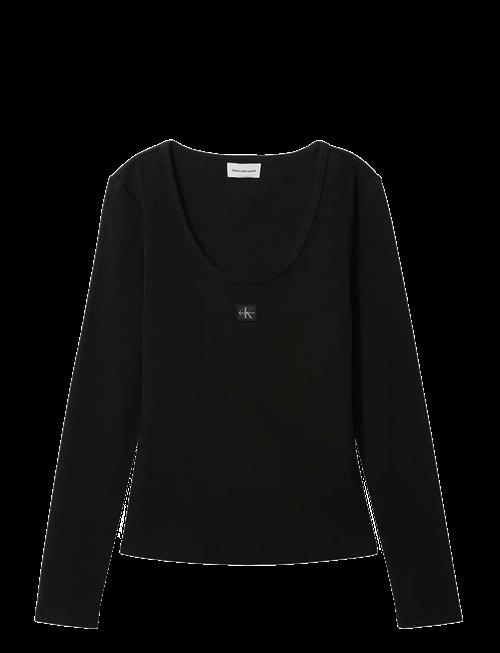 Calvin Klein Jeans | Ls Woven Label 2X2 Baby Rib Scoo | XXS