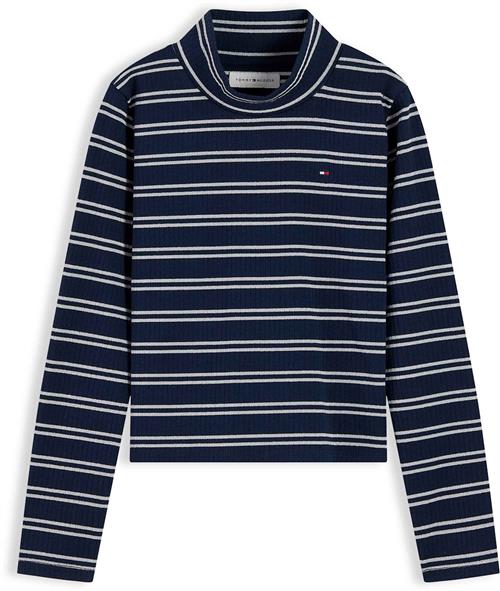 Tommy Hilfiger Langærmet Bluse Med Ribkant Dark Blue Stripe  Dark Blue Stripe 6 Y  Blå  6 år  Drenge, Piger
