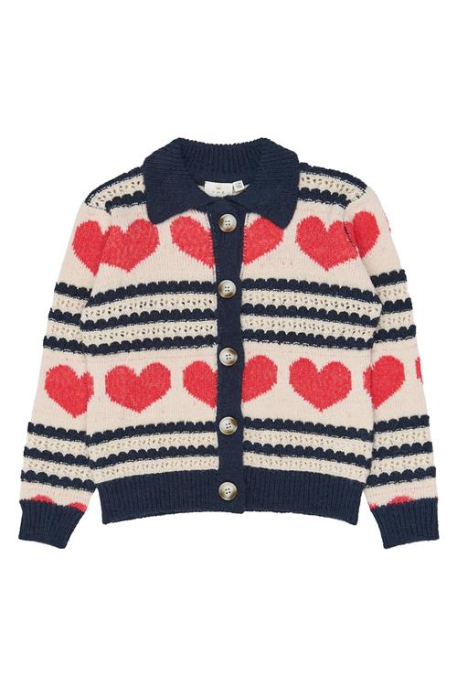 The New Vallie Cardigan Gardenia Striped  Gardenia Striped 5-6 Y  Hvid  5-6 år  Piger