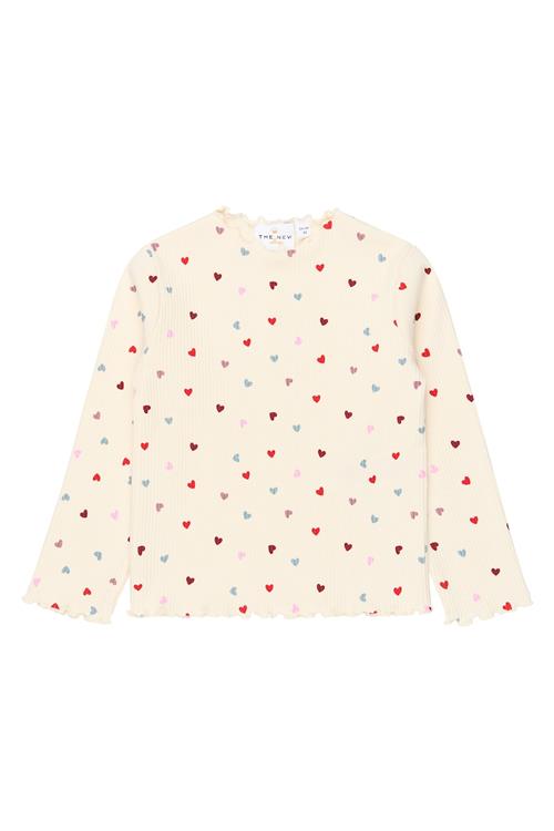 The New Siblings Vera T-shirt Med Ribkant Gardenia  Gardenia  86 cm  Hvid  86 cm  Piger